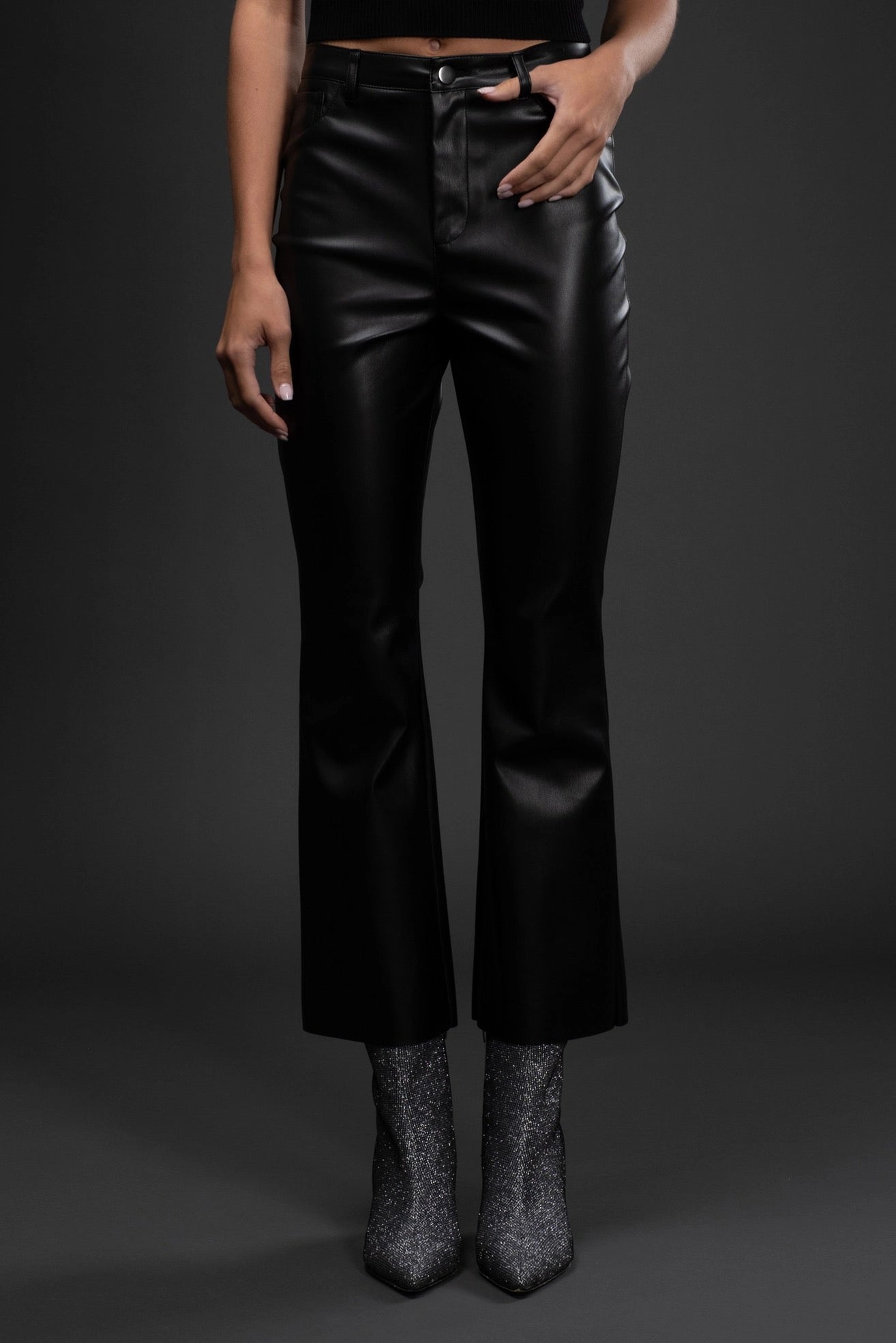 High Waisted Faux Leather Pants