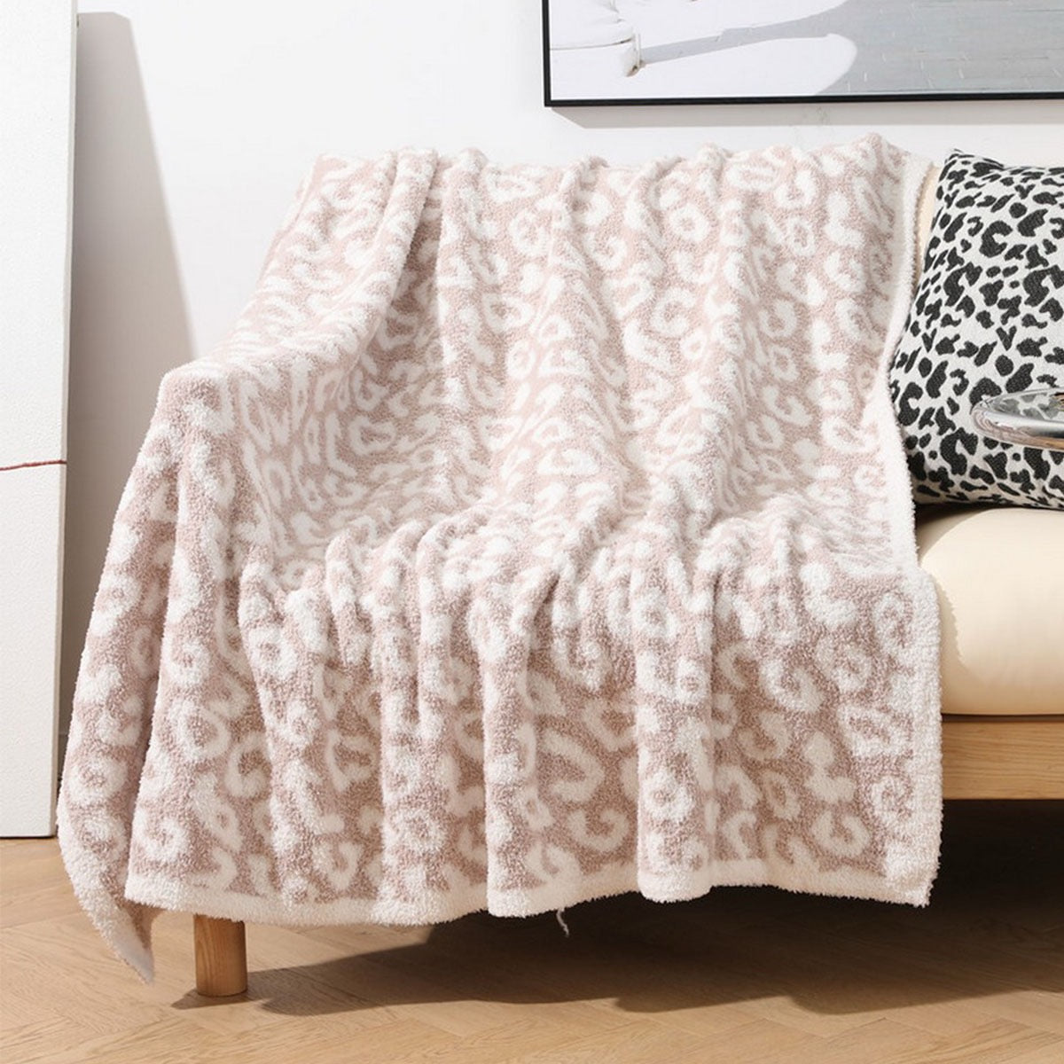 Knitted Leopard Sofa Blanket