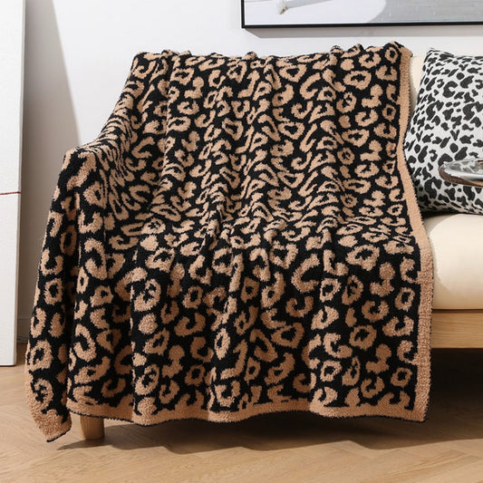 Knitted Leopard Sofa Blanket