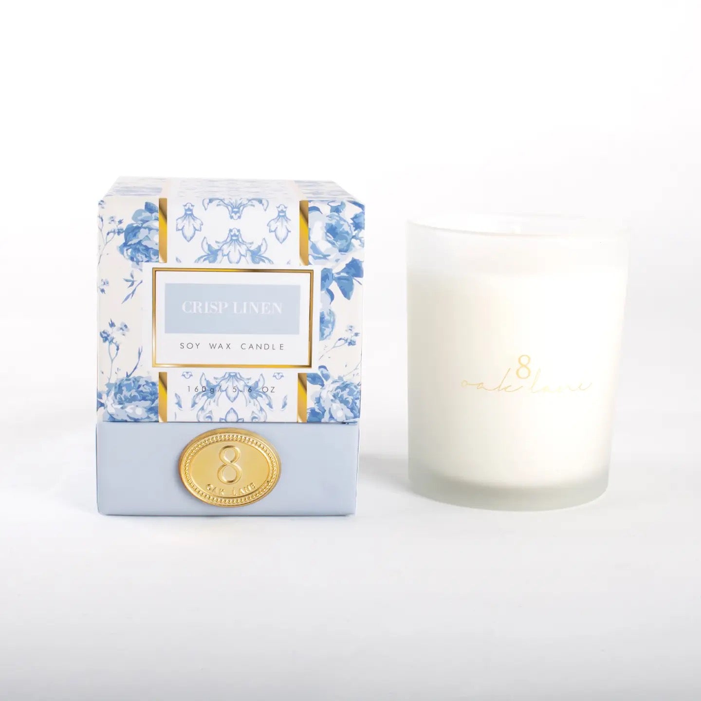 8 Oak Lane 5.6oz Crisp Linen Soy Wax Candle