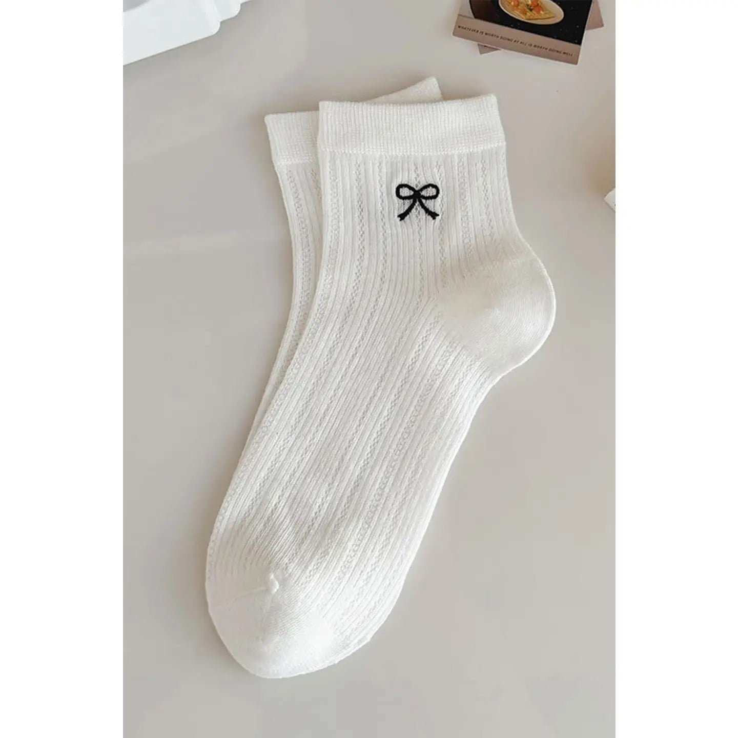 White Bow Knot Ankle Socks