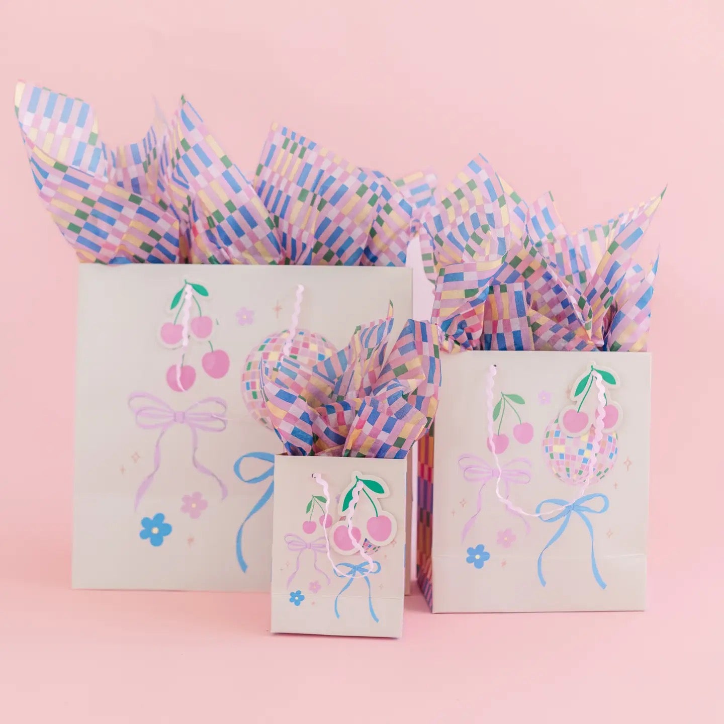 Disco Ball + Cherry Bows Gift Bag with Tag