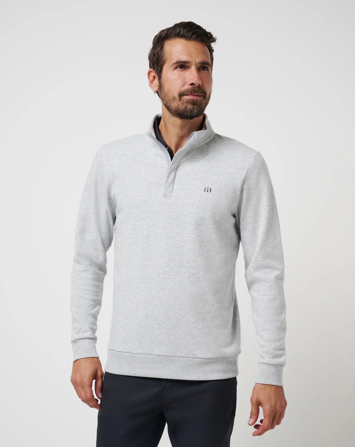 Travis Mathew Cloud Quarter Zip 2.0-Heather Lt Gray