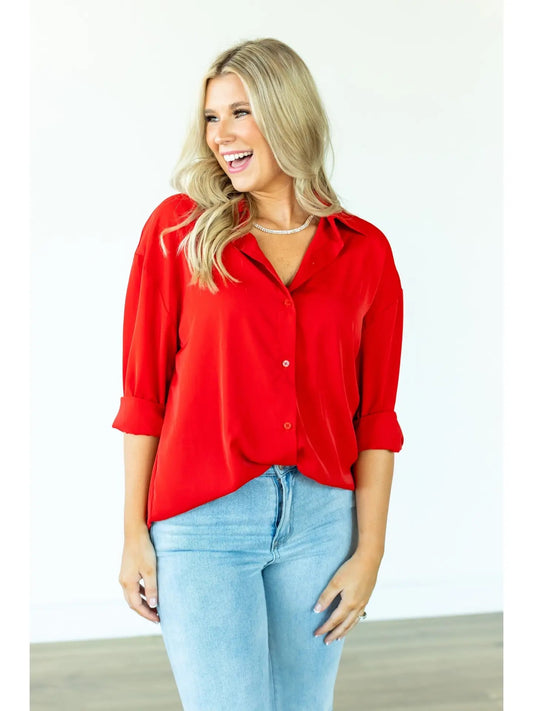 Red Classic Button-Up
