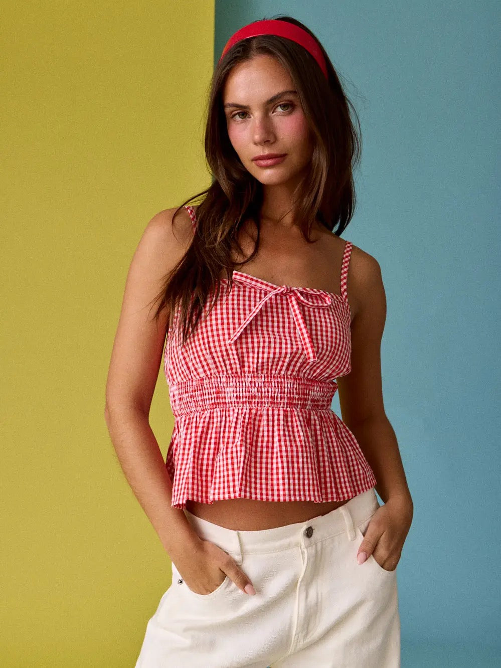 Red Gingham Spaghetti Strap Top