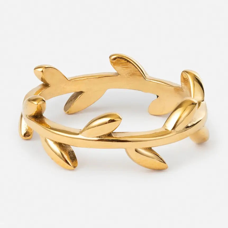 Dainty Olive Branch Gold Ring