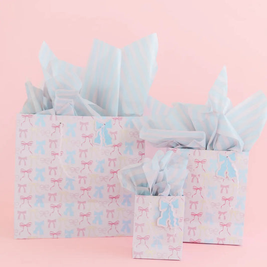 Pastel Bows and Stripes Gift Bag with Tag