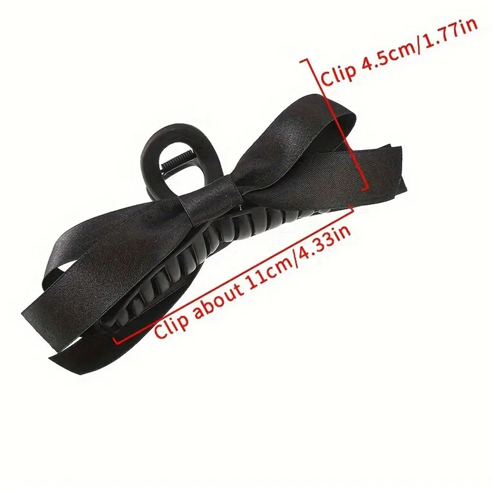 Large Satin Bow Claw Clip
