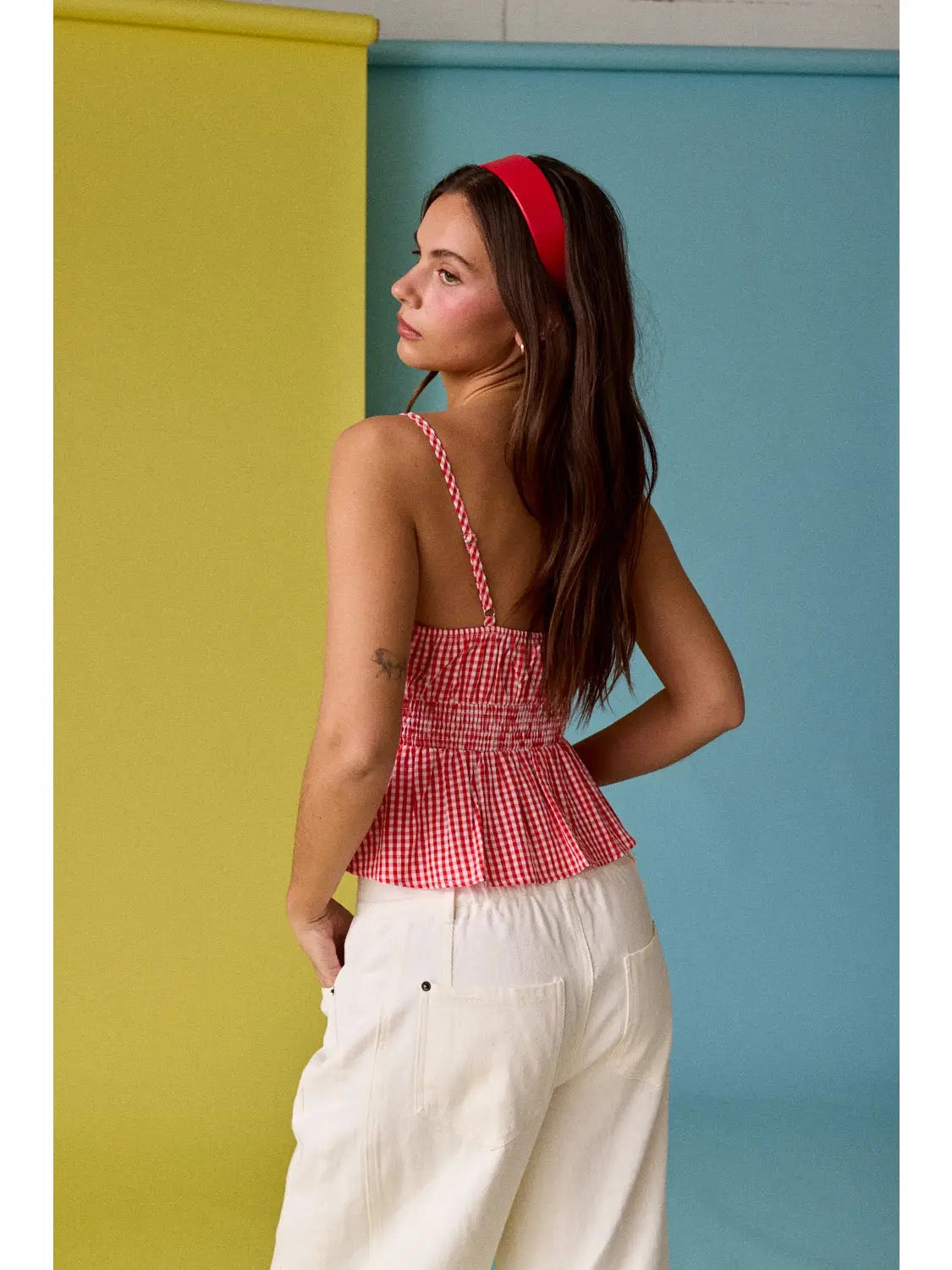 Red Gingham Spaghetti Strap Top