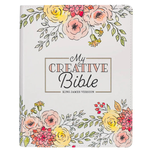 KJV White Floral My Creative Bible Faux Leather