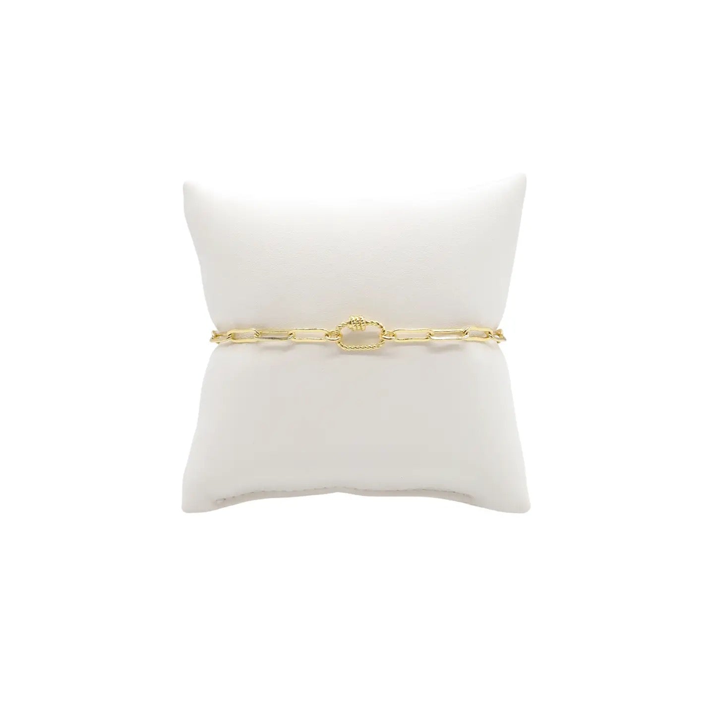 Gold Ashley Paper Clip Bracelet with Micro Bella Carabiner 7"