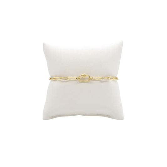 Gold Ashley Paper Clip Bracelet with Micro Bella Carabiner 7"