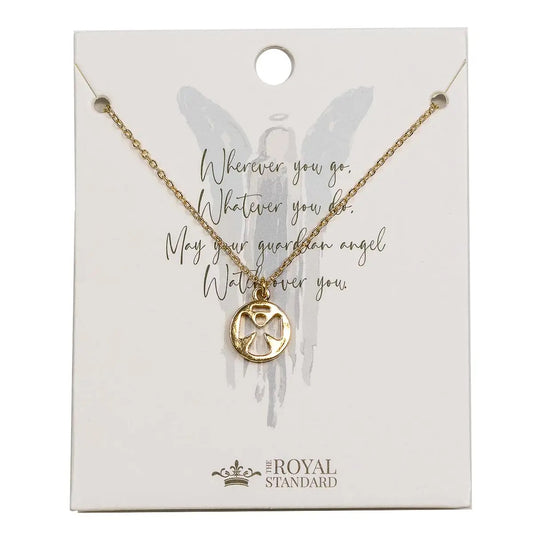 Guardian Angel Necklace 16" Gold