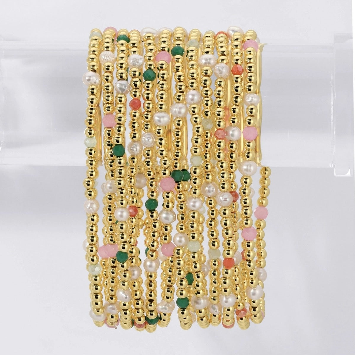 Pearl/Crystal/Gold Bead Bracelet