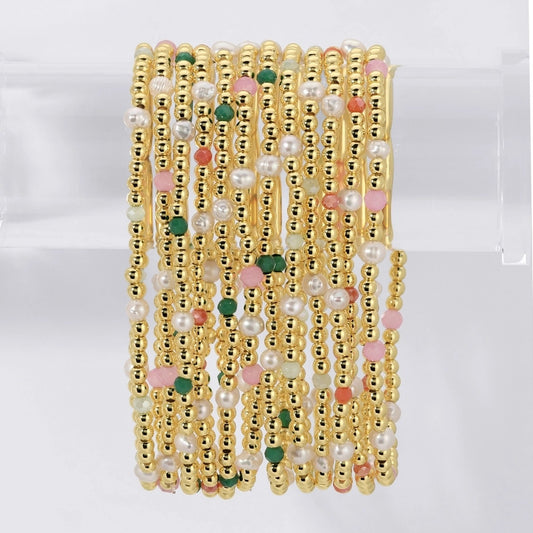 Pearl/Crystal/Gold Bead Bracelet