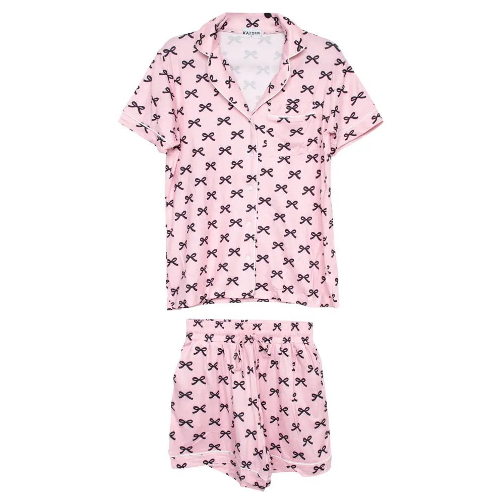 Pink & Black Bow Loungewear Set