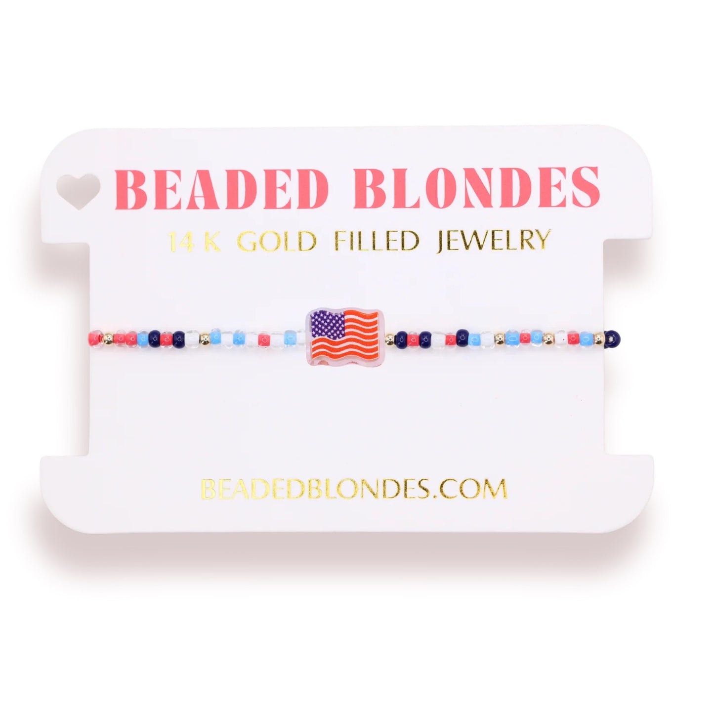 Beaded Blondes American Flag Bracelet on Color