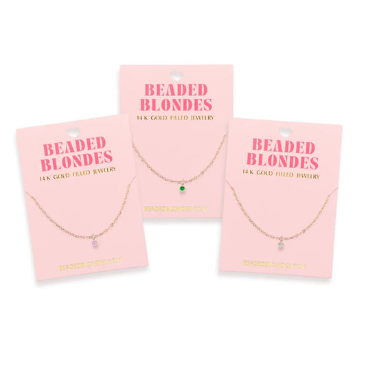 Beaded Blondes Birthstone Charm Necklace