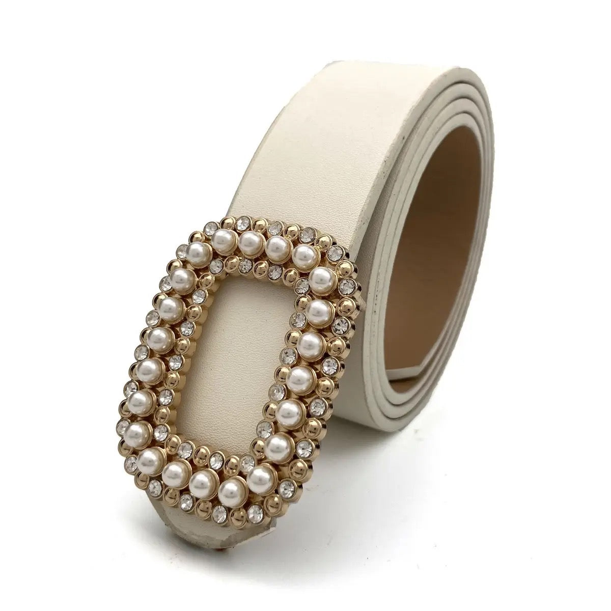 Round Pearl Buckle Fashion Belt