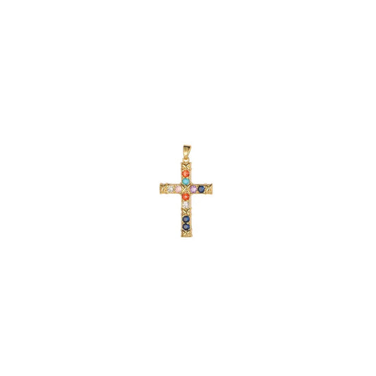 Gold Jewel Cross Charm