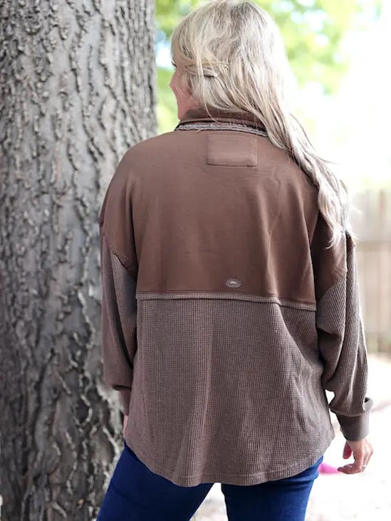 Espresso Waffle Quarter Zip Pullover