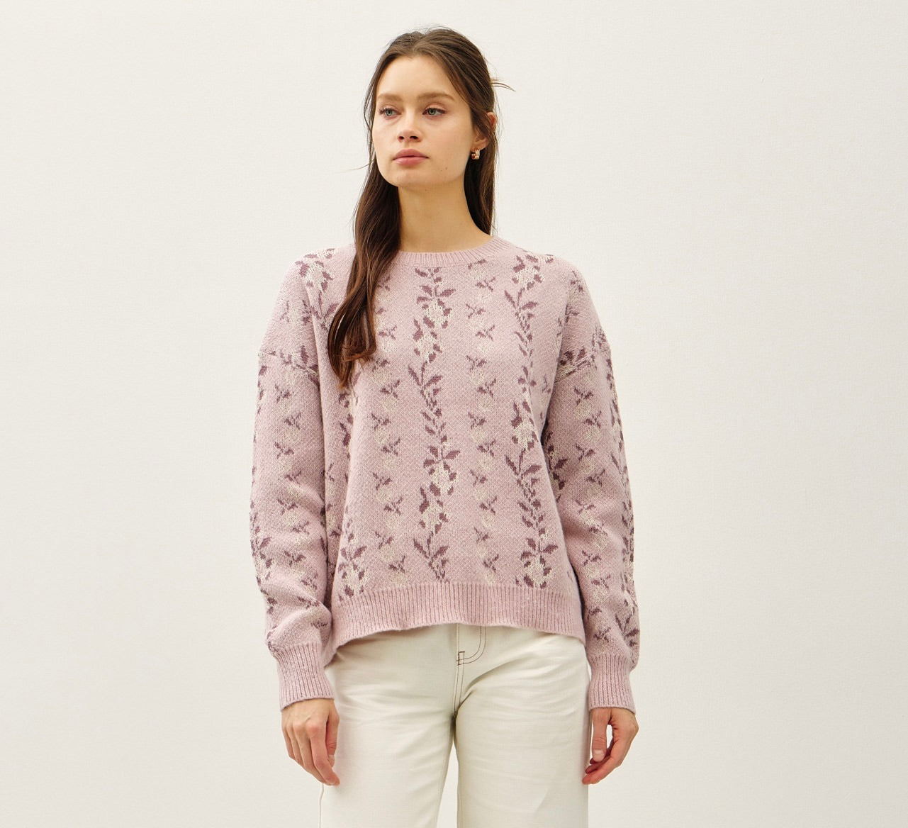 Blush Floral Jacquard Sweater