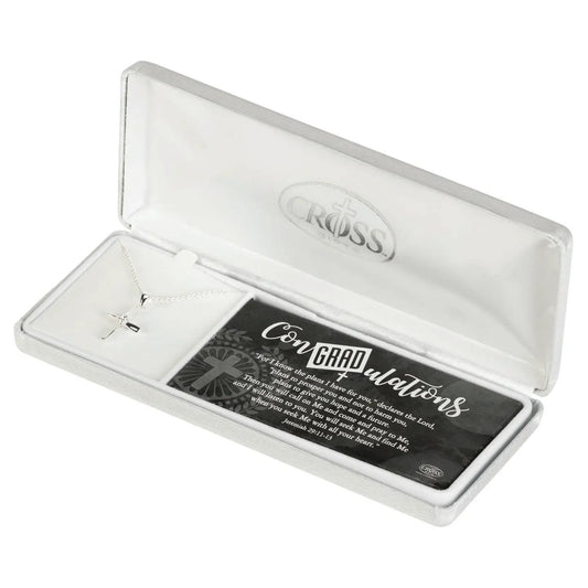 Graduate Ribbon Cross Necklace with Box