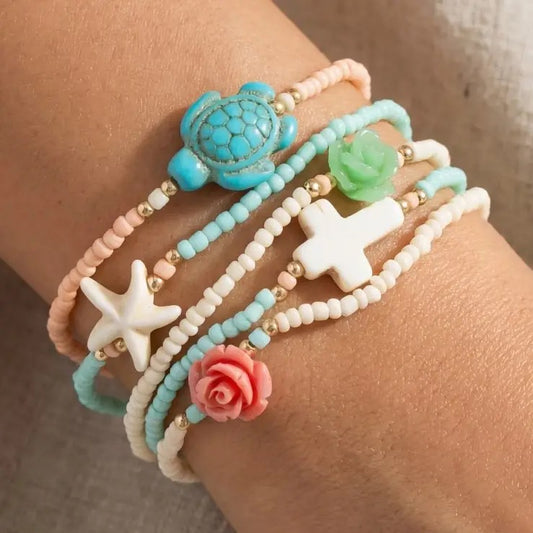 Cross & Sea life Multi Color Bracelet set