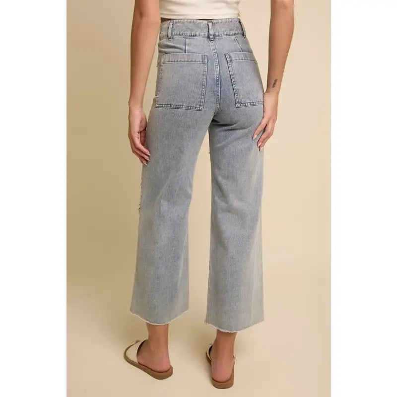 Pearl Trim Straight Jeans