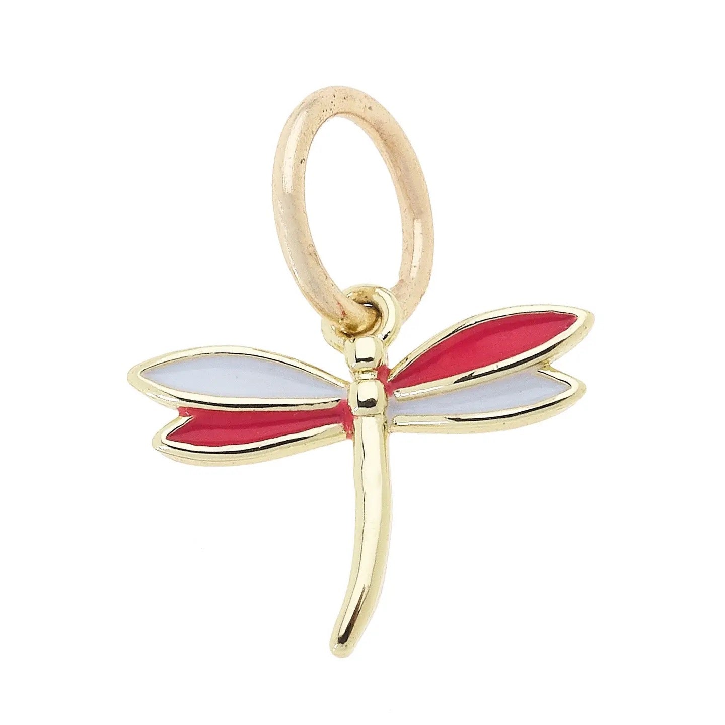 Dragonfly Charm Gold red/white wings