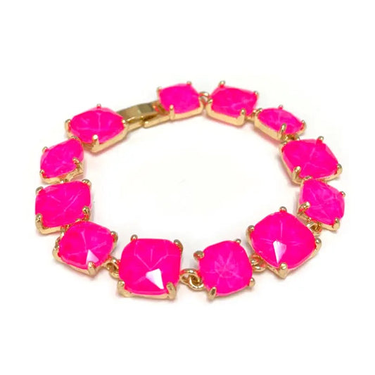 Hot Pink Glass Crystal Bracelet