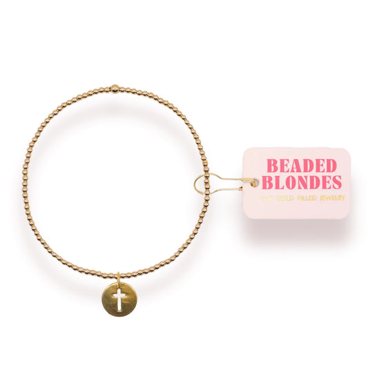Beaded Blondes Cross Cutout Charm Bracelet