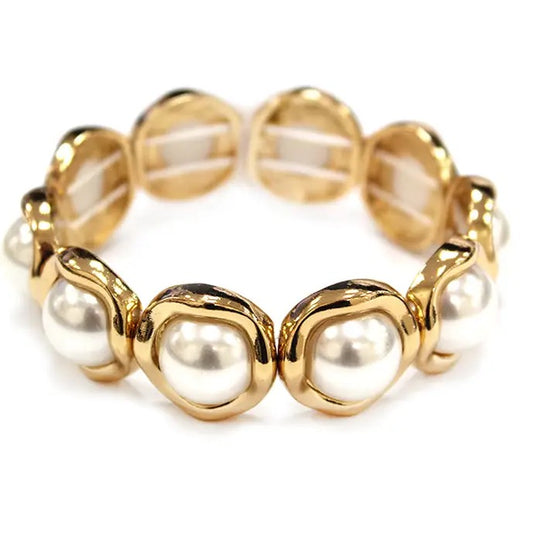 Gold Pearl Stretch Bracelet