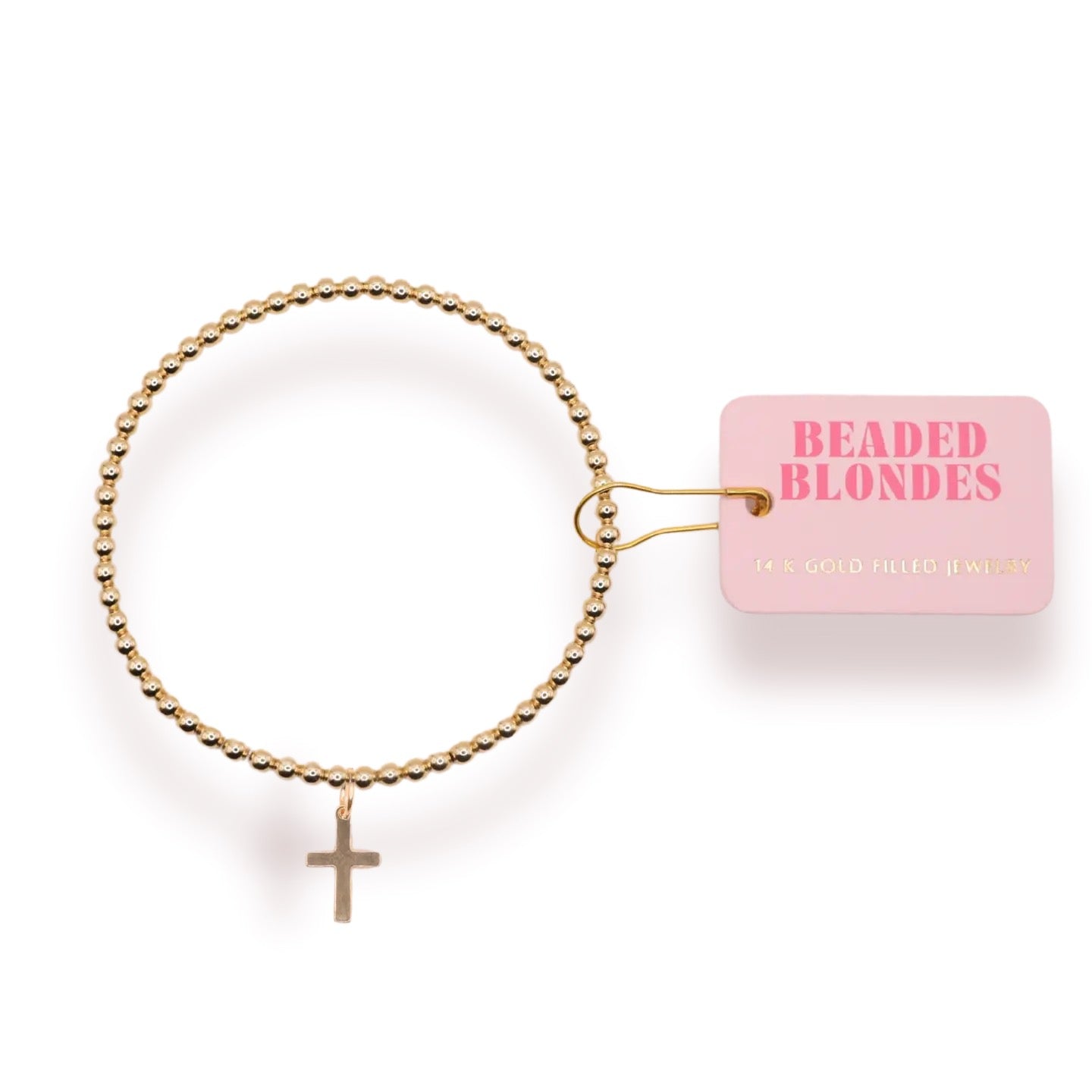 Beaded Blondes Cross Gold Charm Bracelet