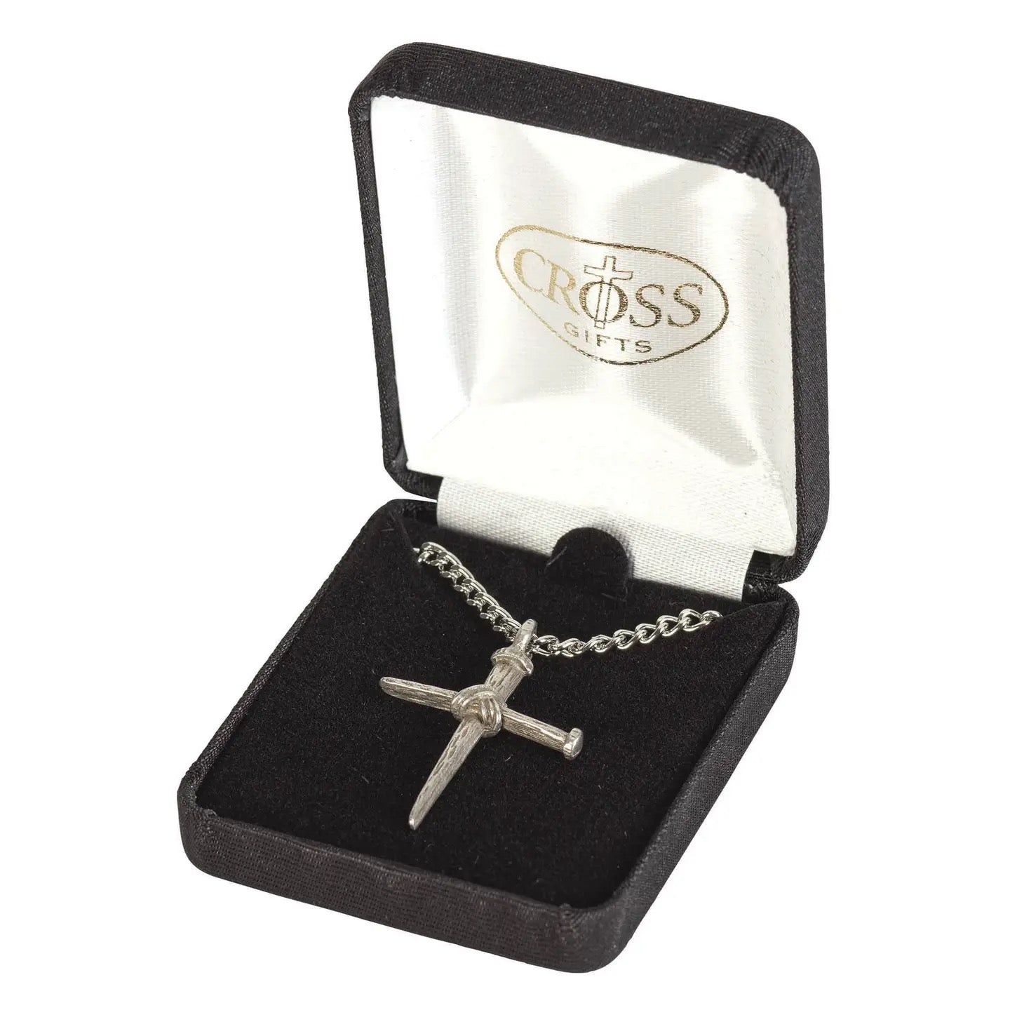 Silver Rustic Two Nail Cross Necklace