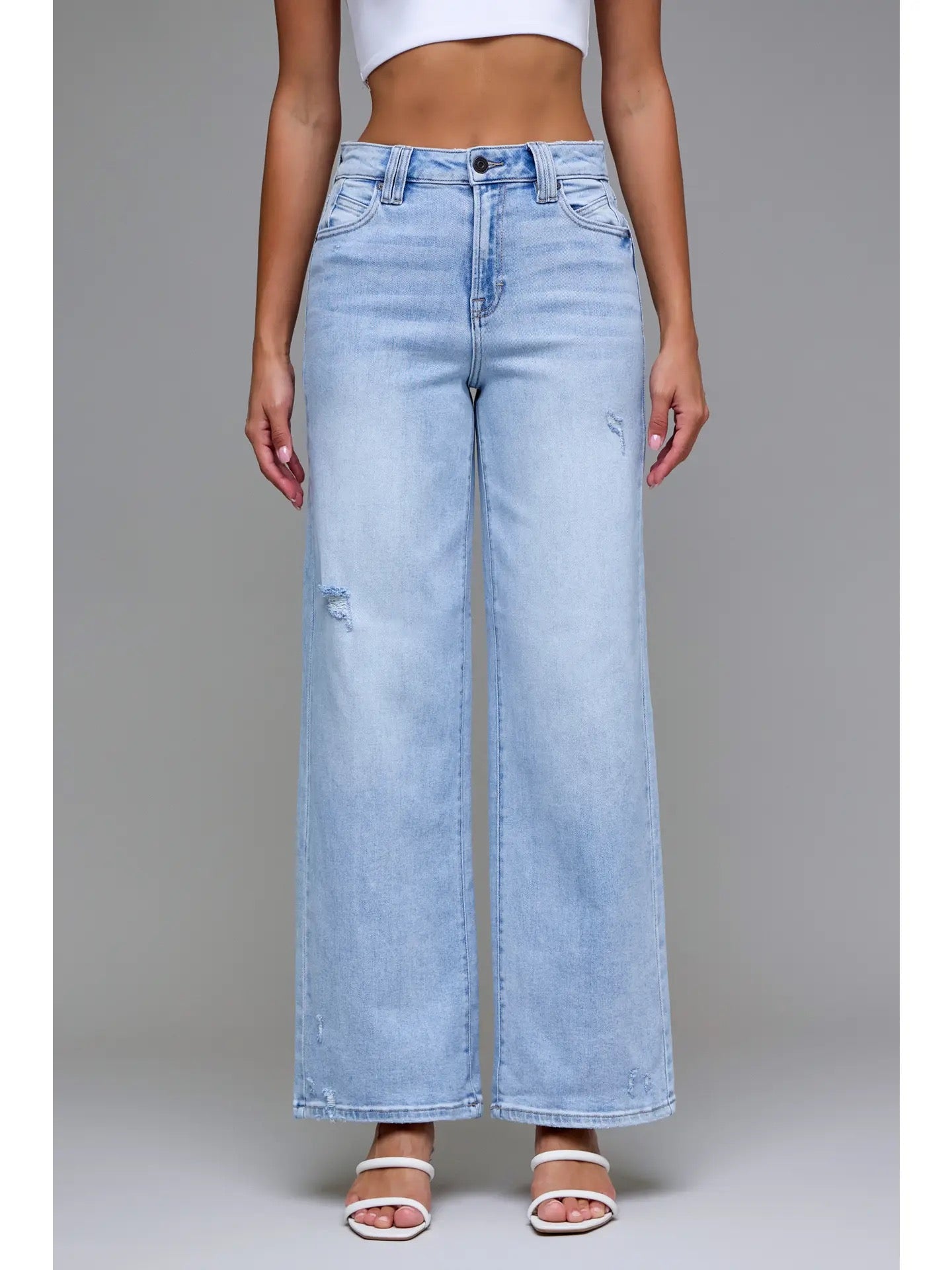 Hidden Light Wash High Waist Wide Leg Jean