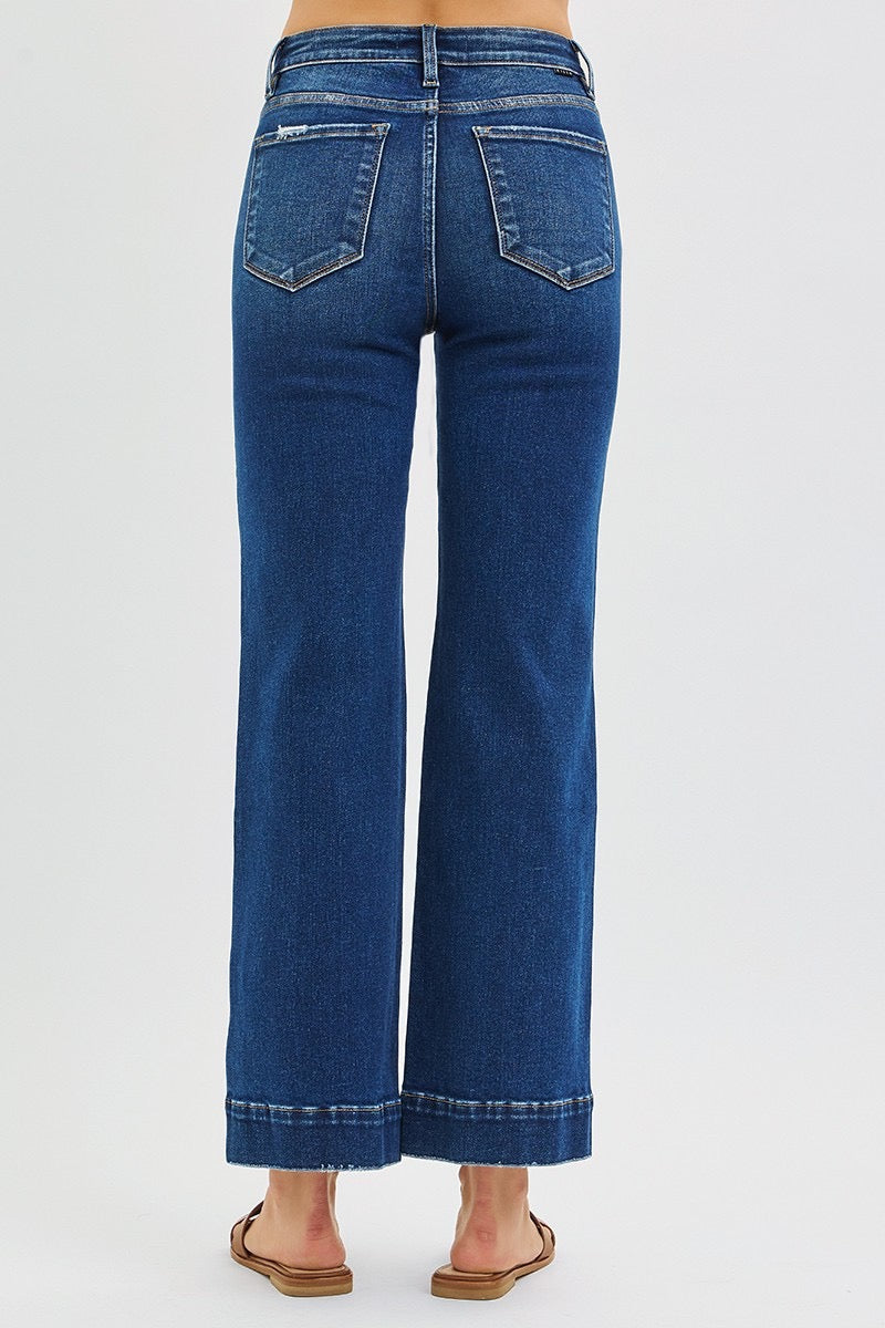 Risen Dark Tummy Control High Rise Straight Jeans