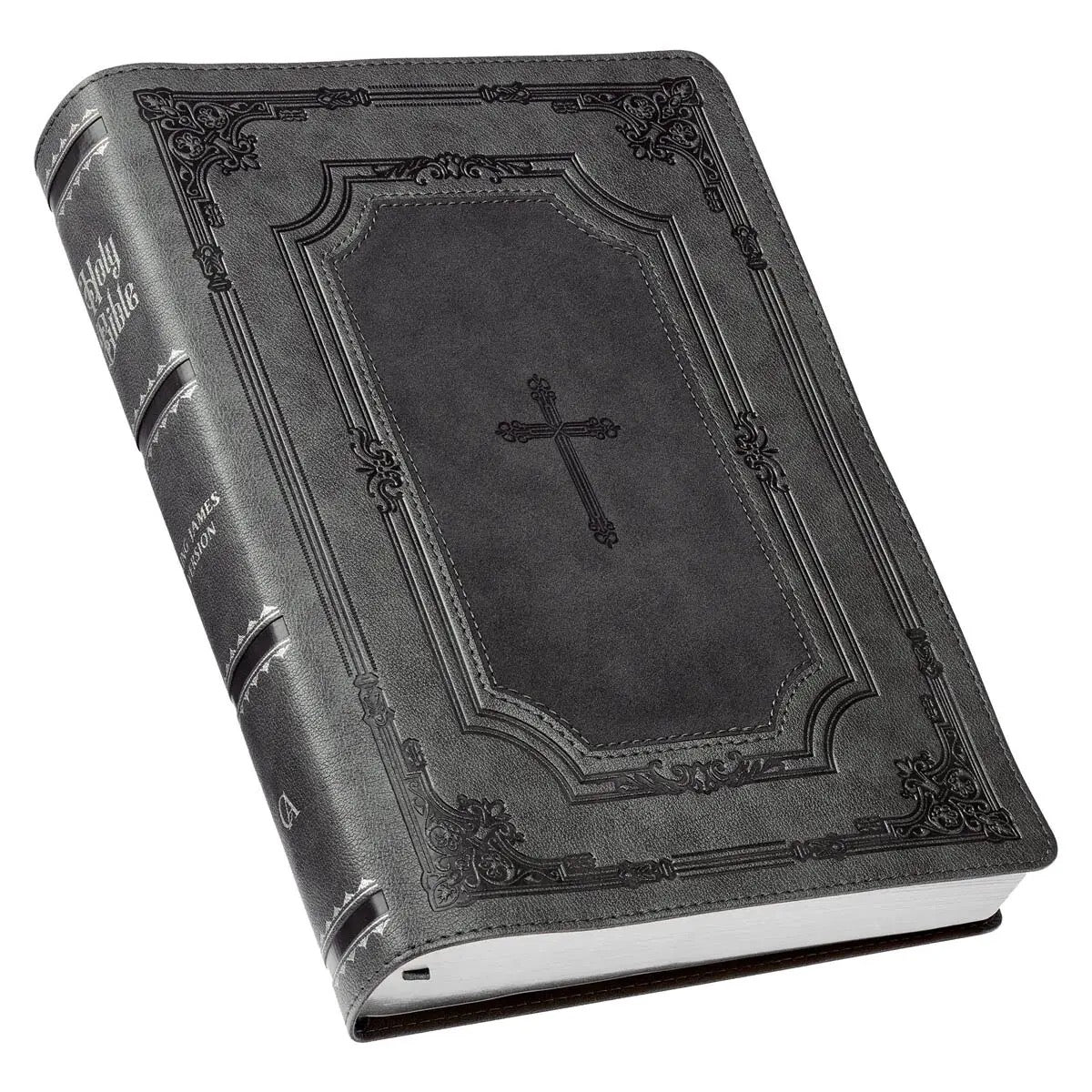 KJV Super Giant Print Faux Leather Bible - Grey/Black