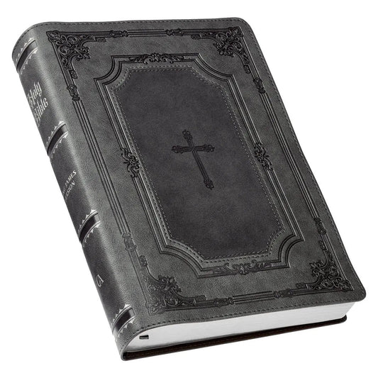 KJV Super Giant Print Faux Leather Bible - Grey/Black