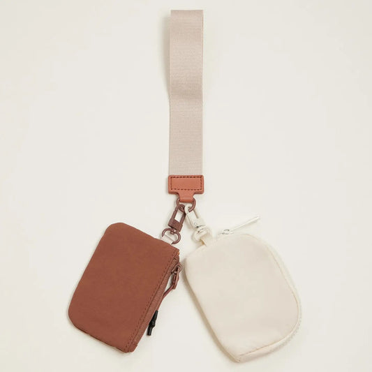 Dual Color Keychain Wristlet - Beige