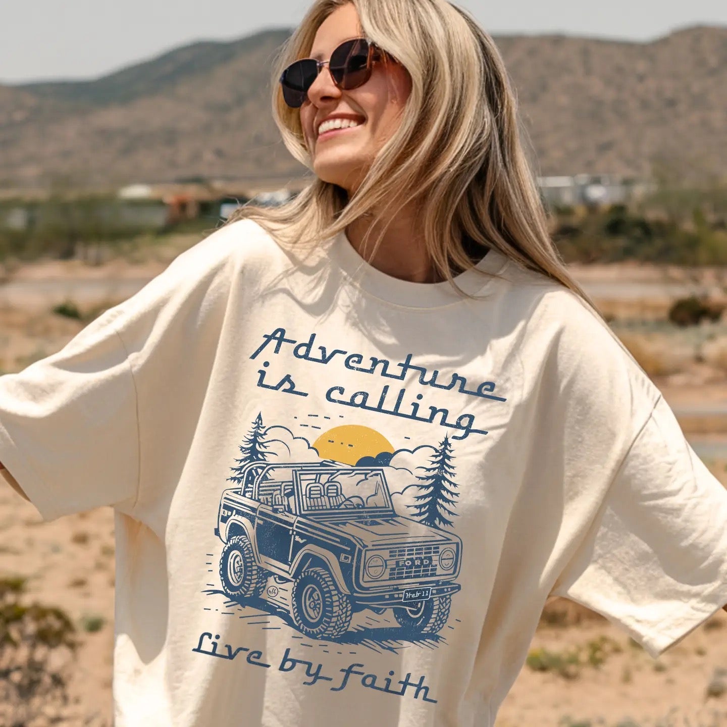 Adventure is Calling Live By Faith Tee