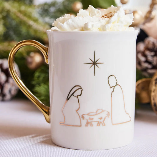 Gold Handle Nativity Mug