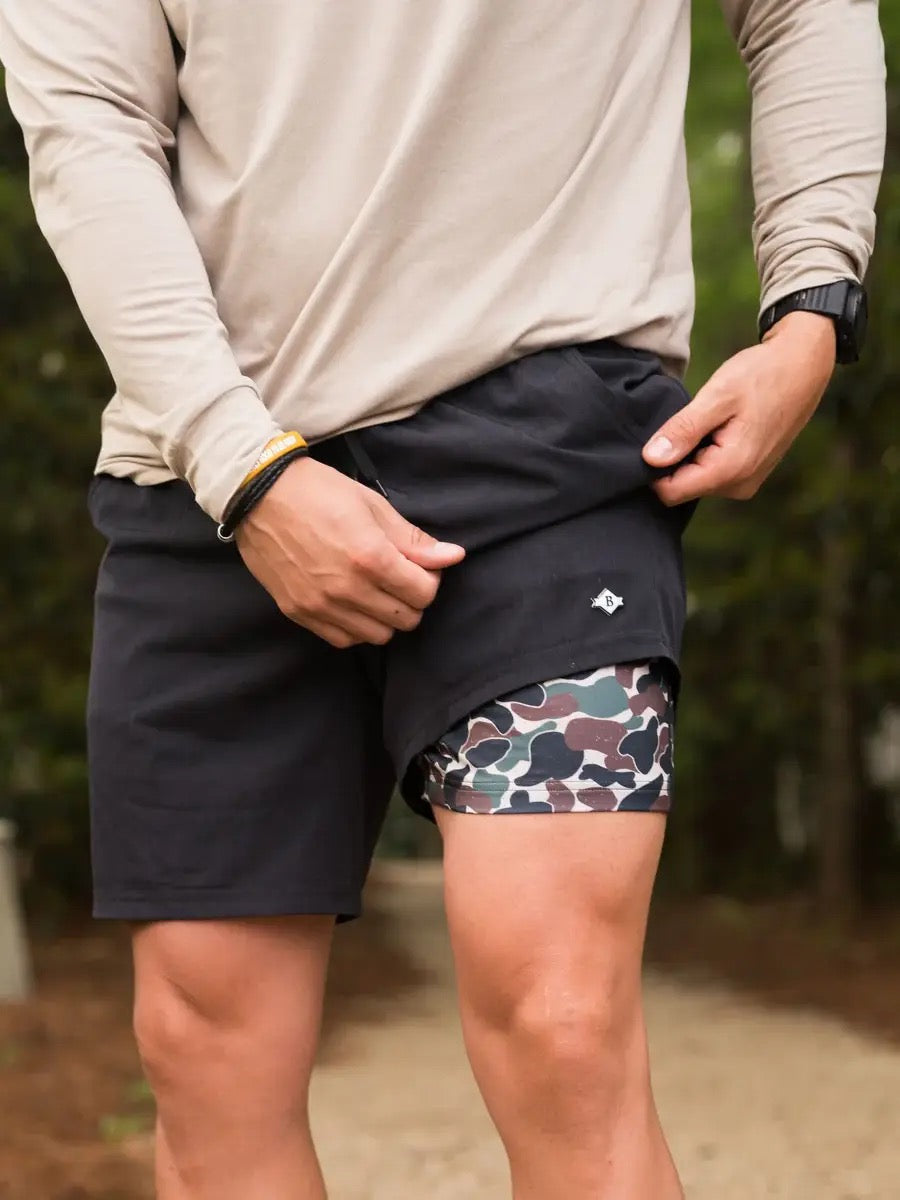 Burlebo Athletic Heather Black Shorts (camo liner)