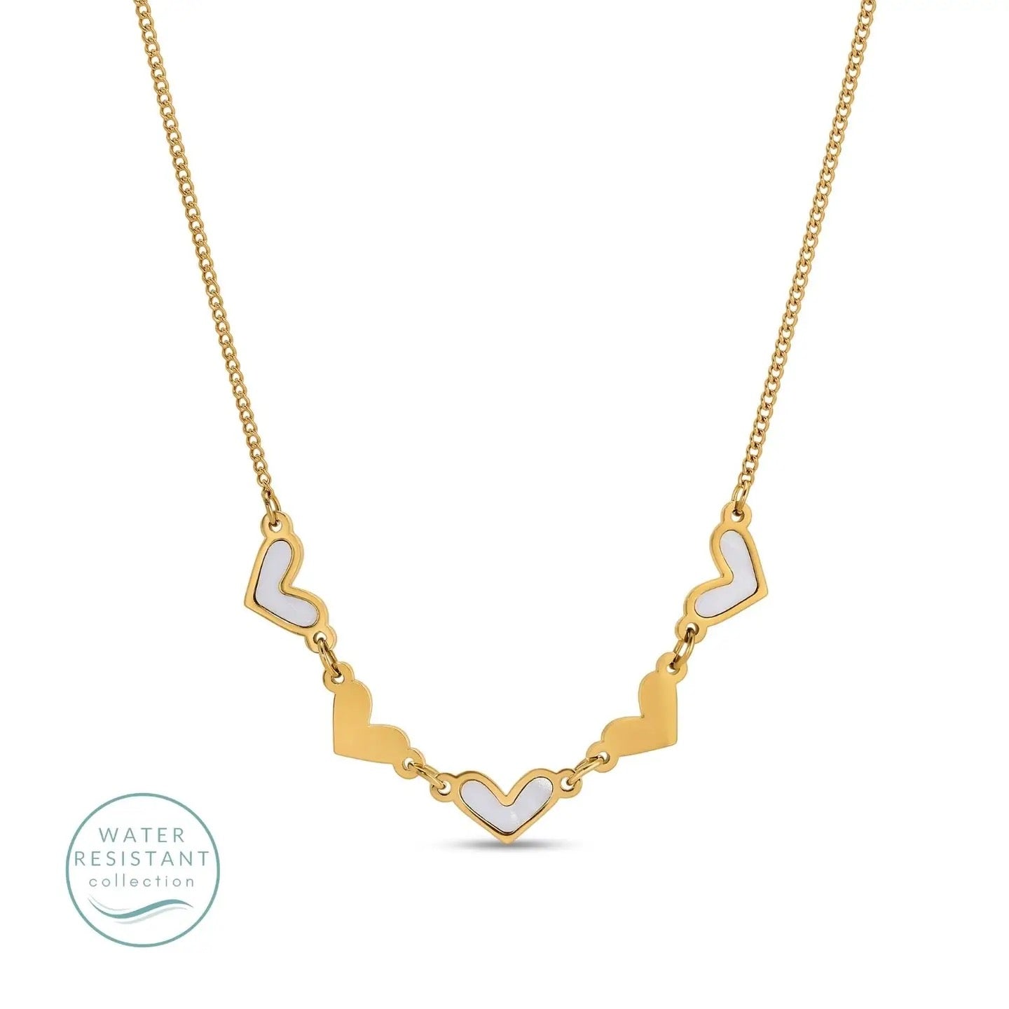 Multi Heart Gold & Shell Necklace