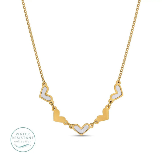 Multi Heart Gold & Shell Necklace