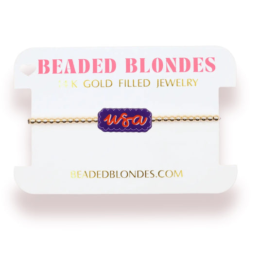 Beaded Blondes USA Bracelet On Gold