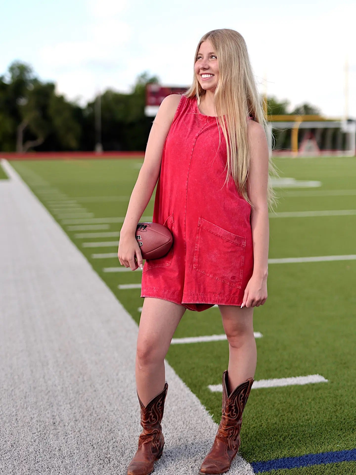 Mineral Wash Romper with Pockets