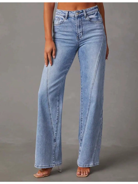 Straight Leg Multi Seam Jeans