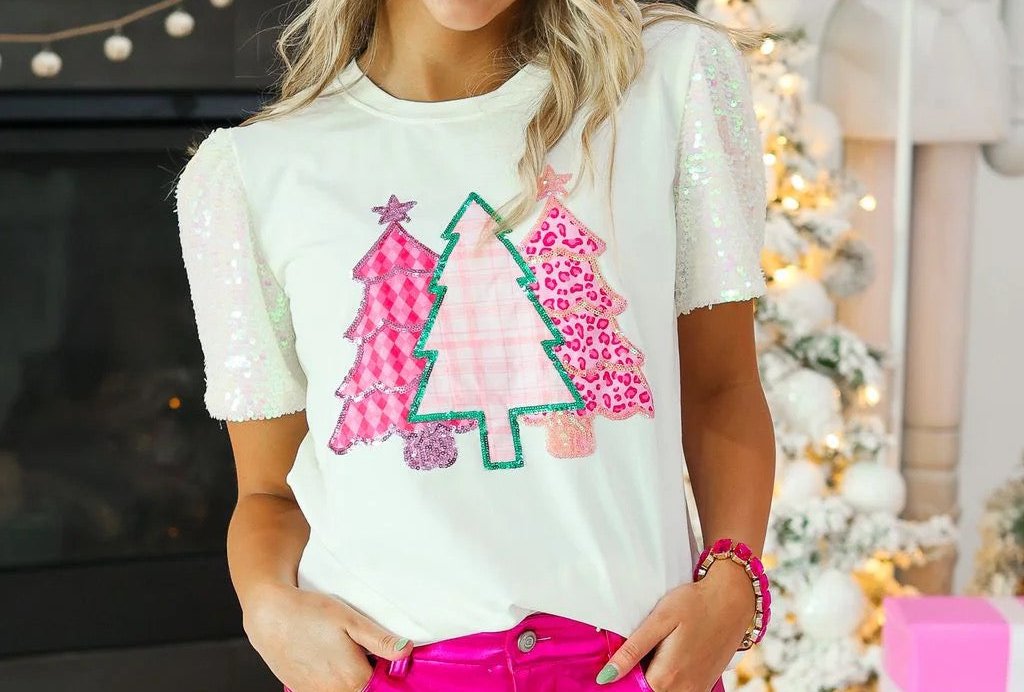 PREORDER - Sequin Christmas Tree Short Sleeve Tee