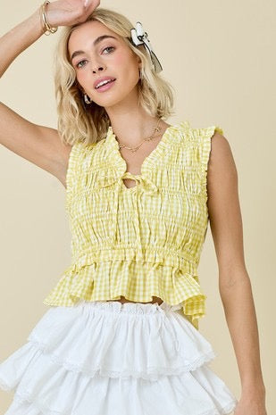 Yellow Gingham Sleeveless Top